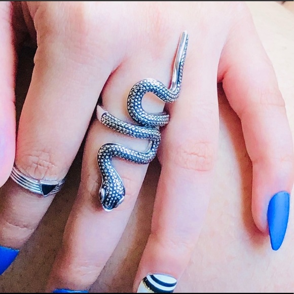Silver Snake Serpent Ring 7-10 - Picture 1 of 5